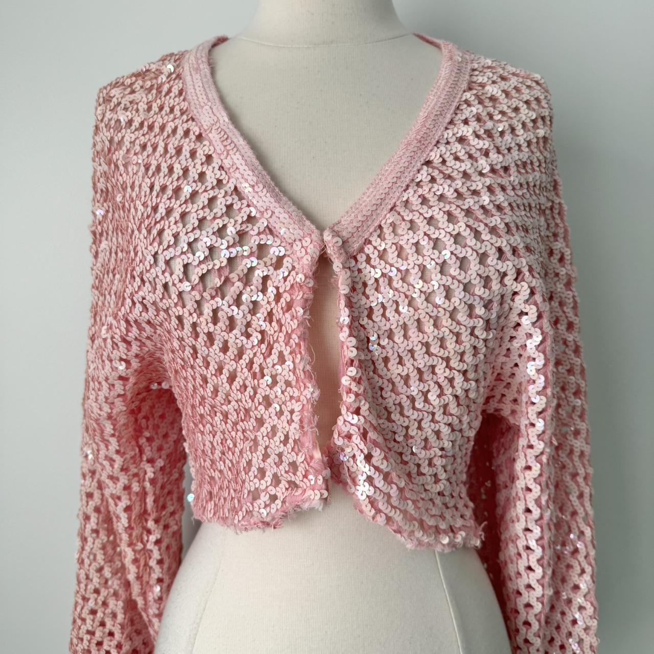 Crocheted sequin cardigan sweater (fits XS-S)