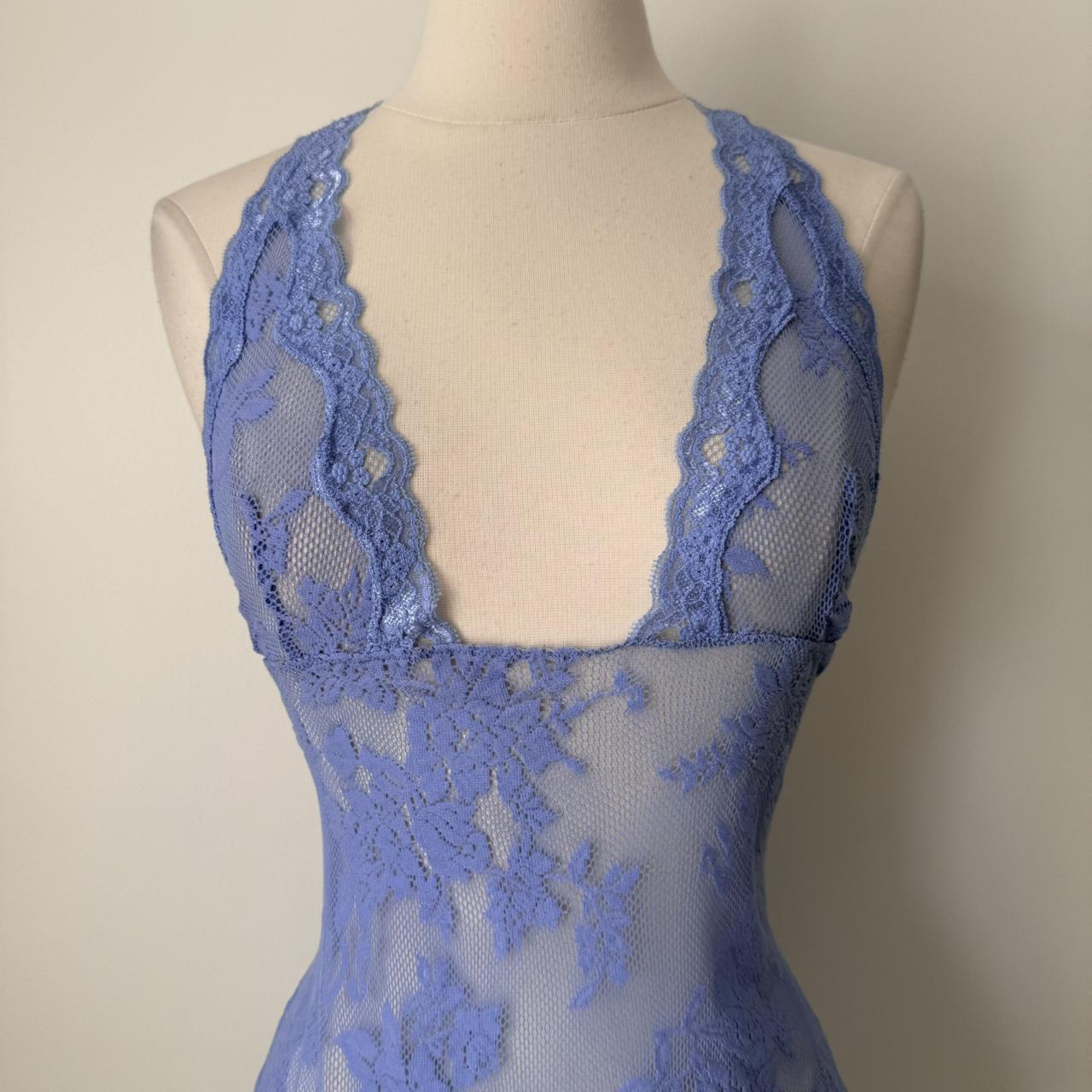 Victoria's Secret blue lace halter slip (L)