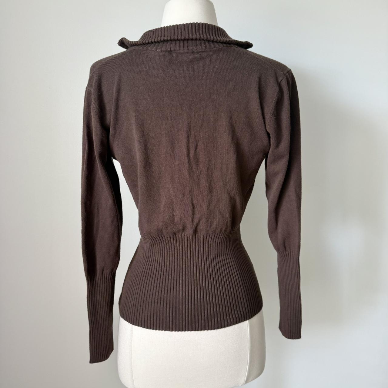 Escio brown zip up ribbed sweater (S)