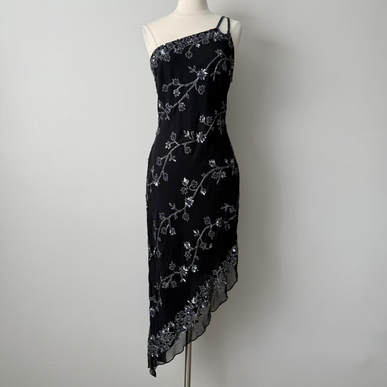 Scala silk beaded asymmetric dress (L)