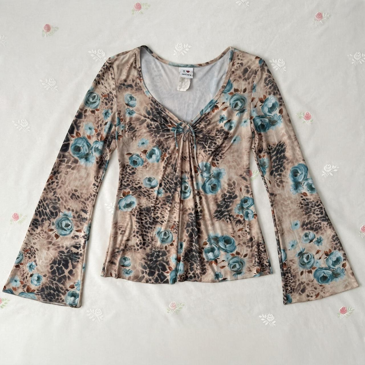 Y2K animal print bell sleeve blouse (M)