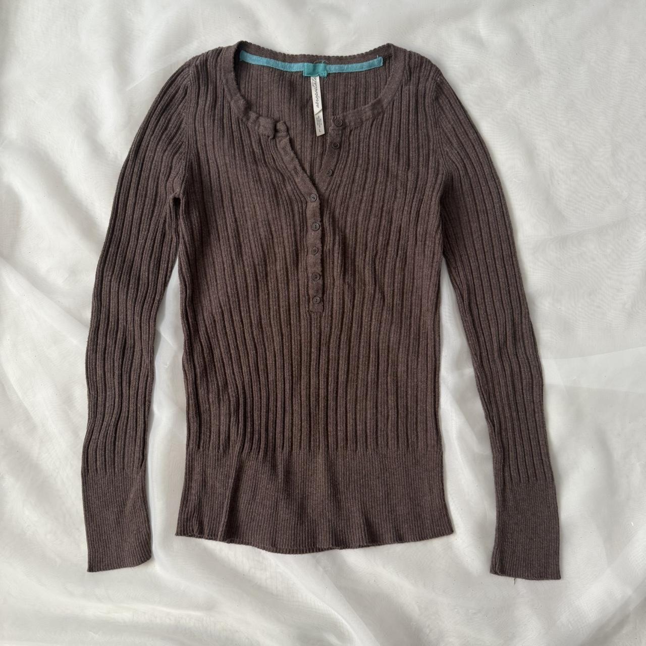 Aeropostale ribbed brown henley top (L)