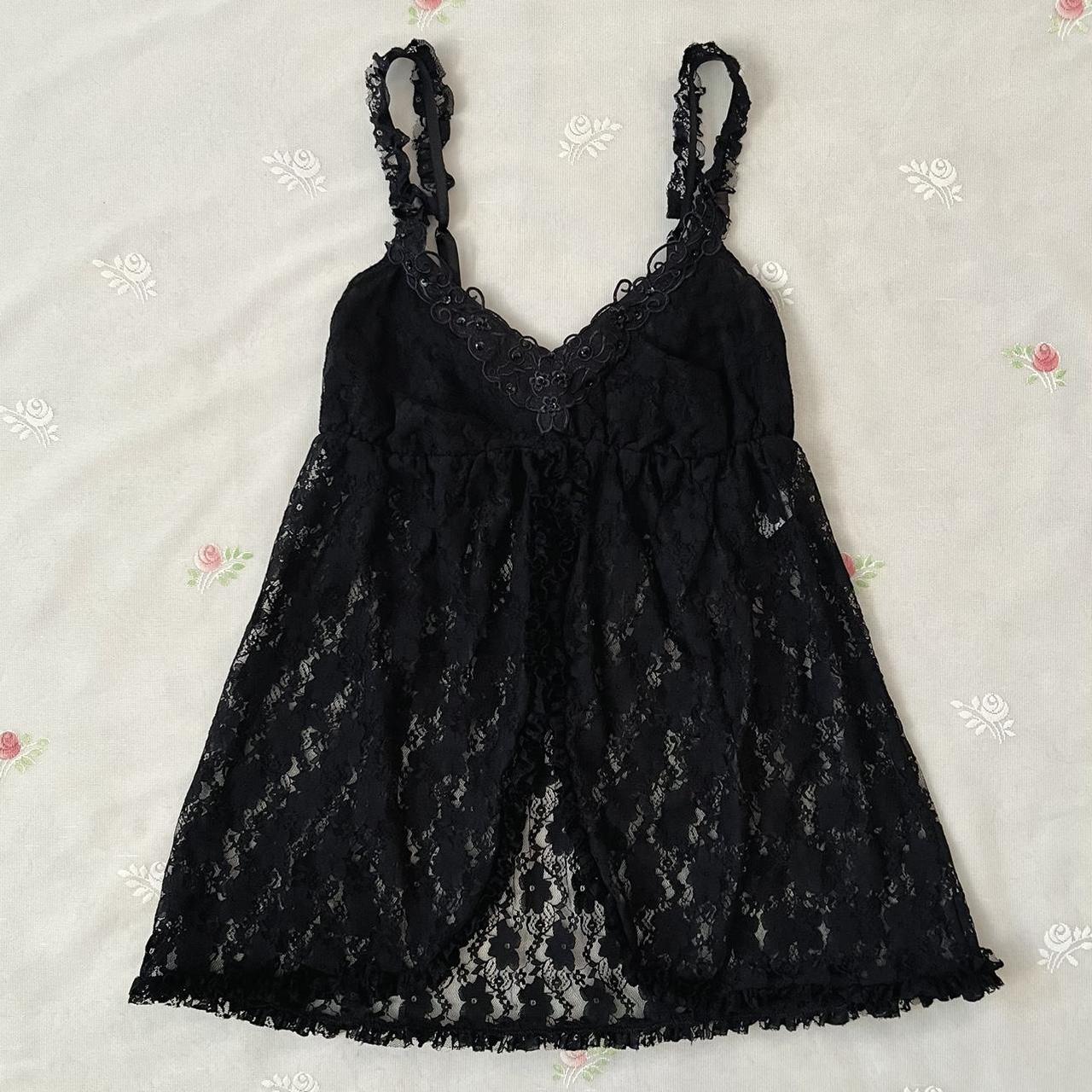 Linea Donatella black lace slip dress (L)