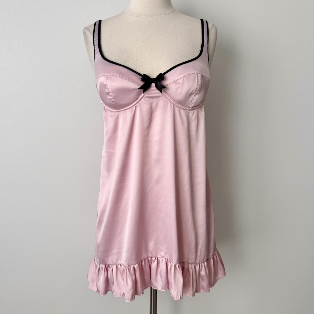 Victoria’s Secret pink satin slip dress (36C)