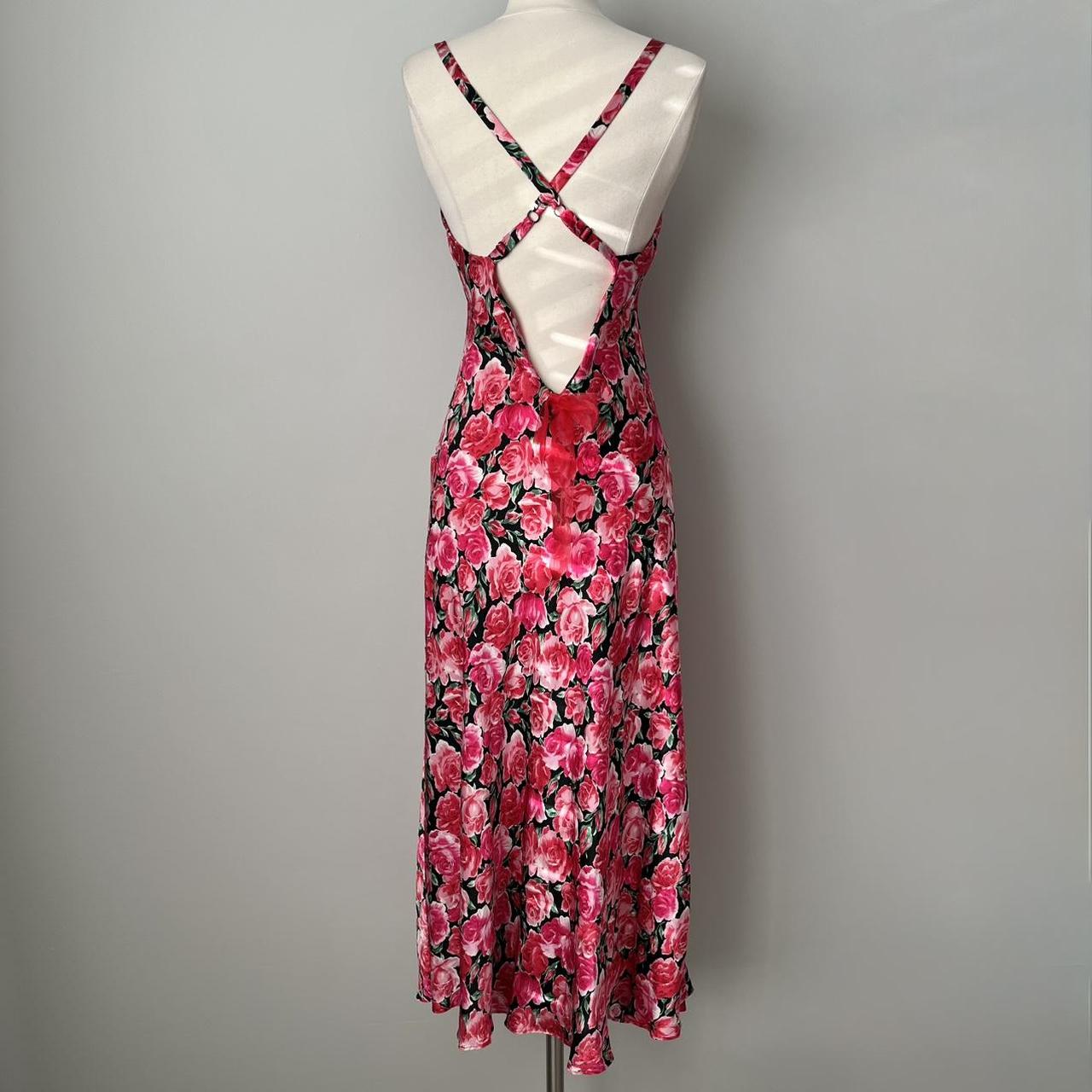 Floral silk maxi slip dress (S)