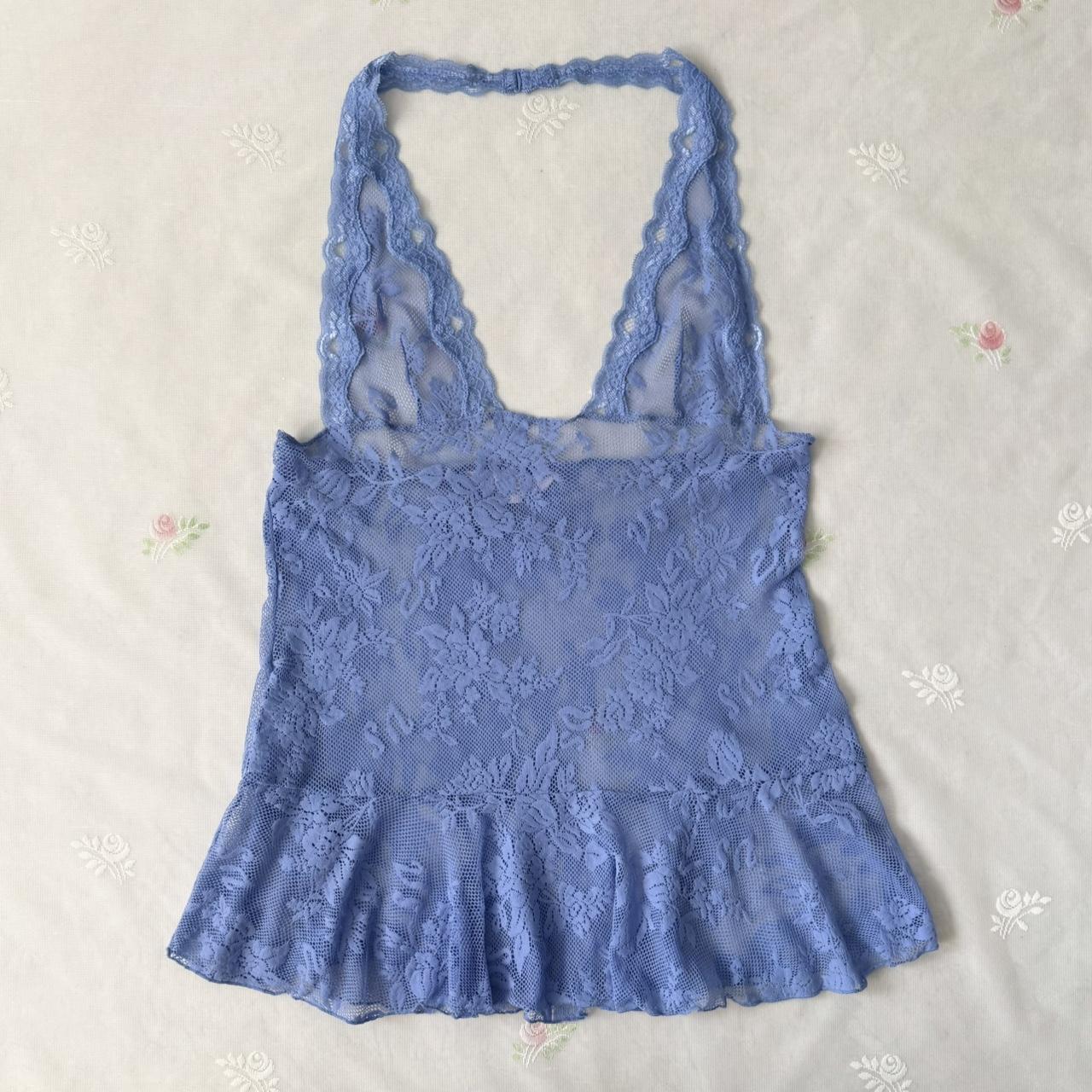 Victoria's Secret blue lace halter slip (L)