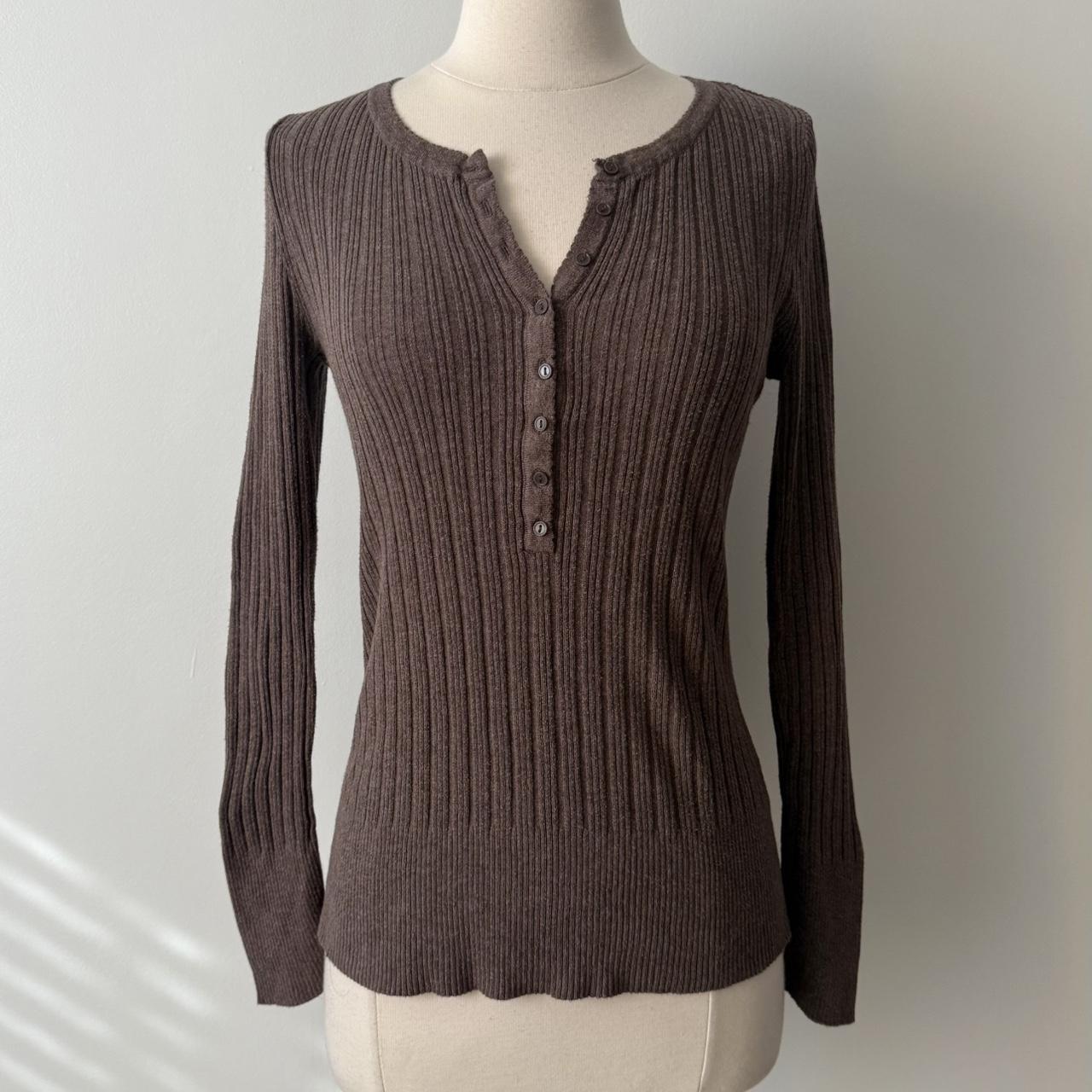 Aeropostale ribbed brown henley top (L)