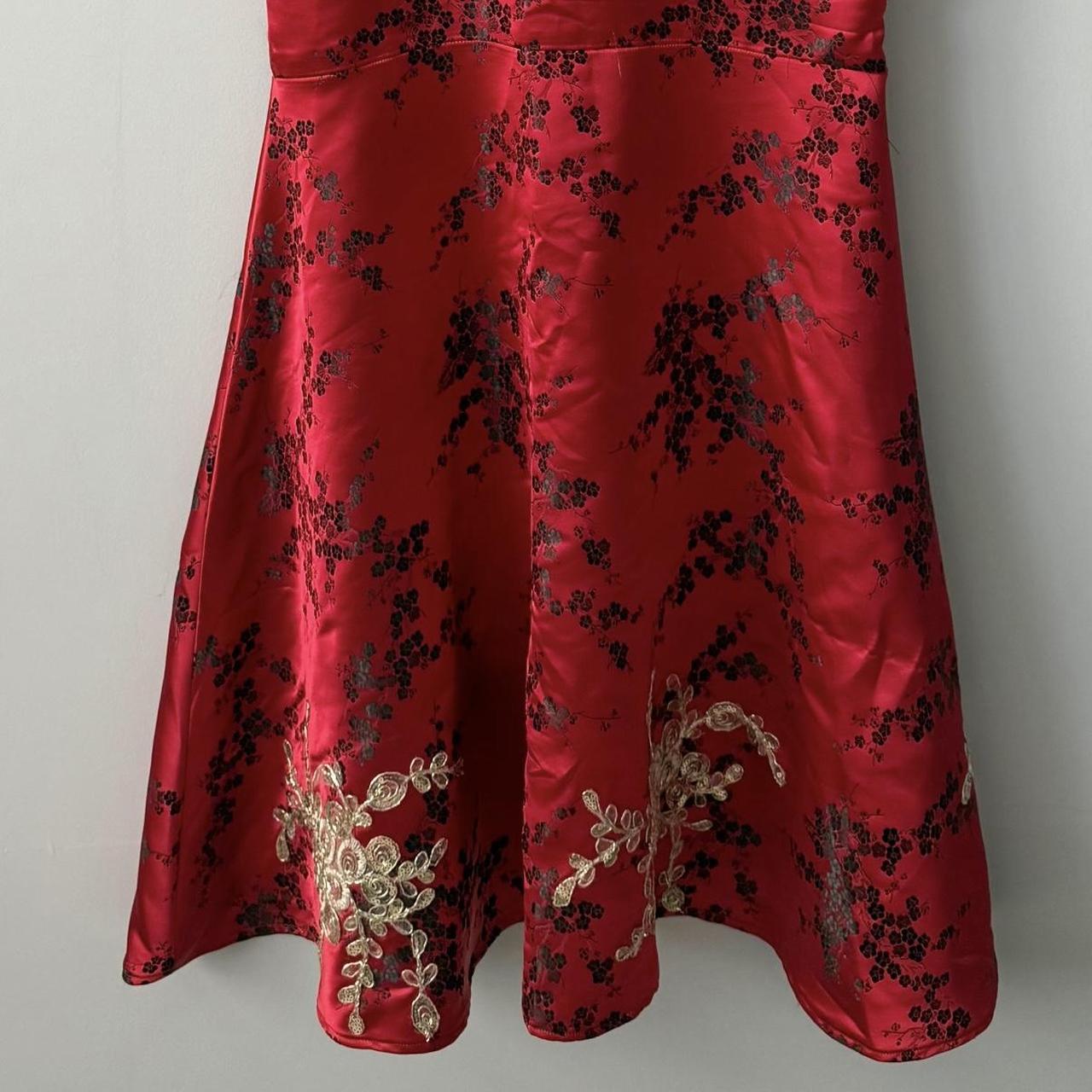 Red floral jacquard maxi dress (fits XS)