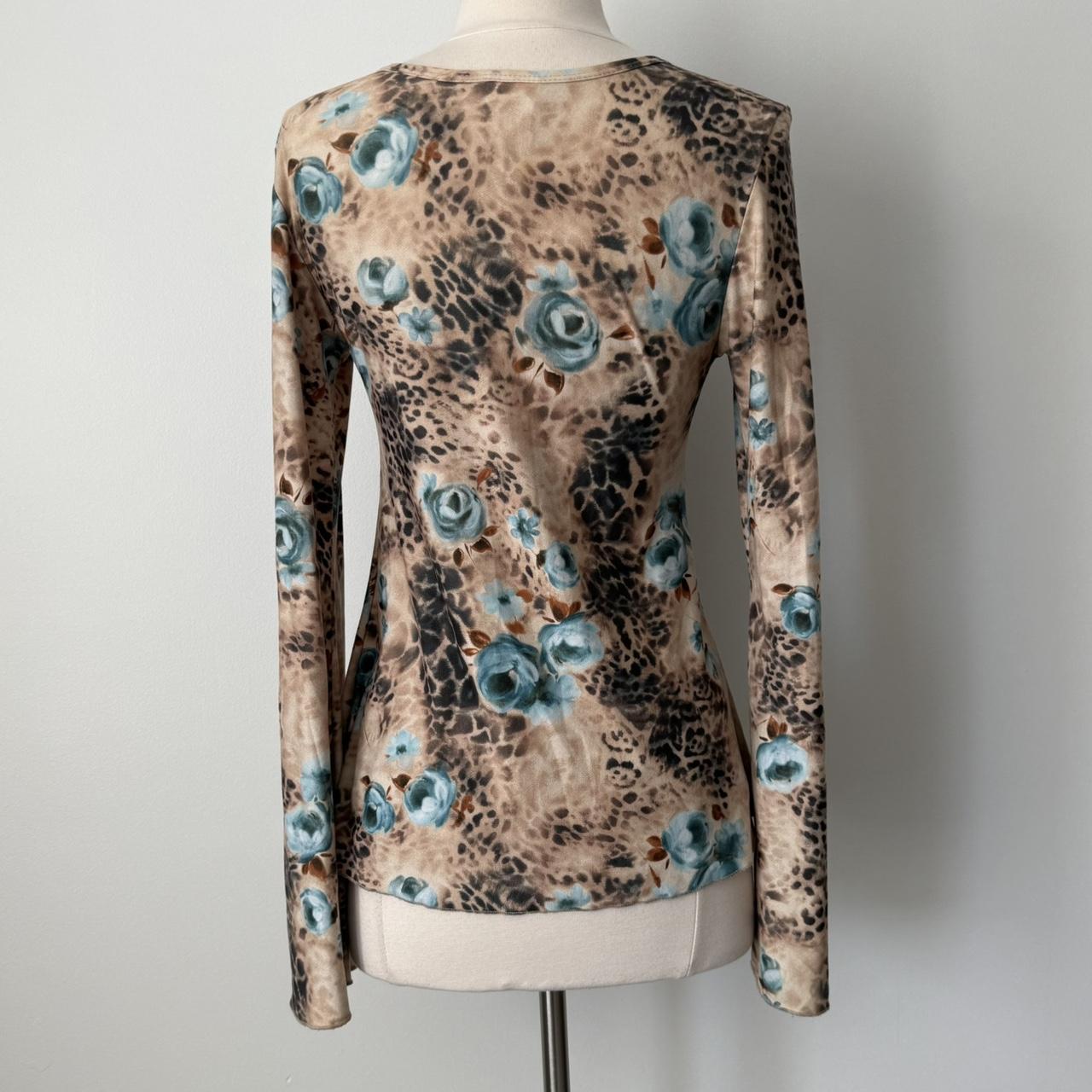 Y2K animal print bell sleeve blouse (M)