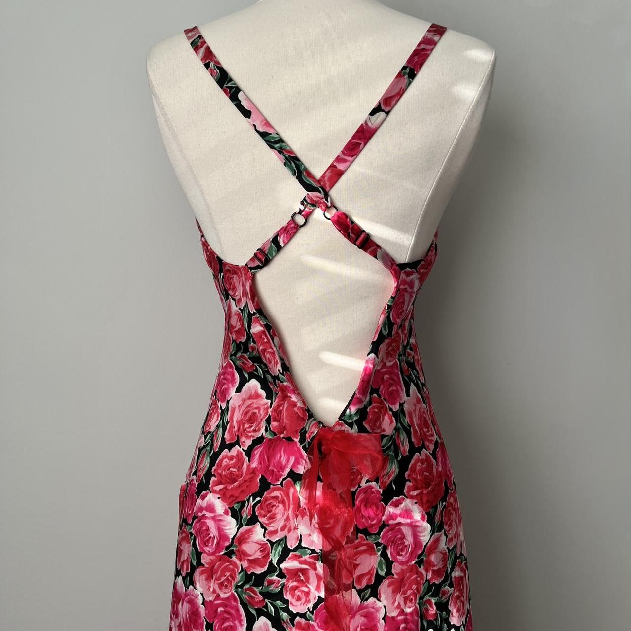 Floral silk maxi slip dress (S)