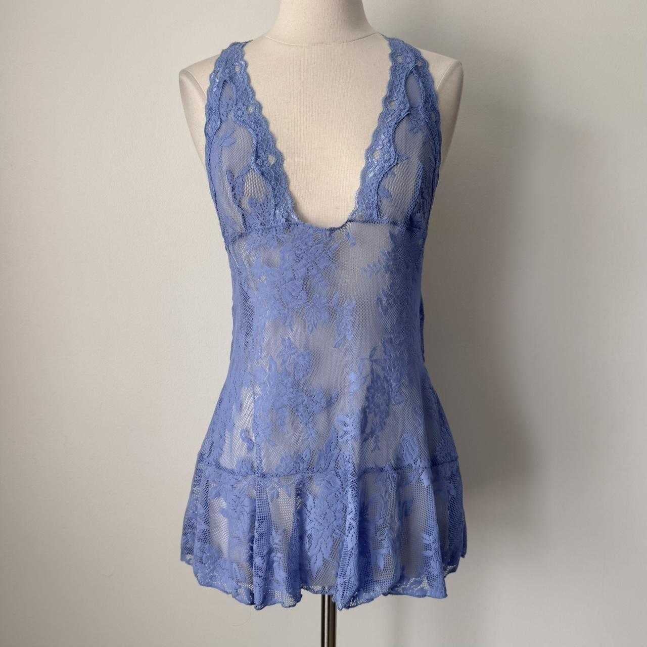 Victoria's Secret blue lace halter slip (L)