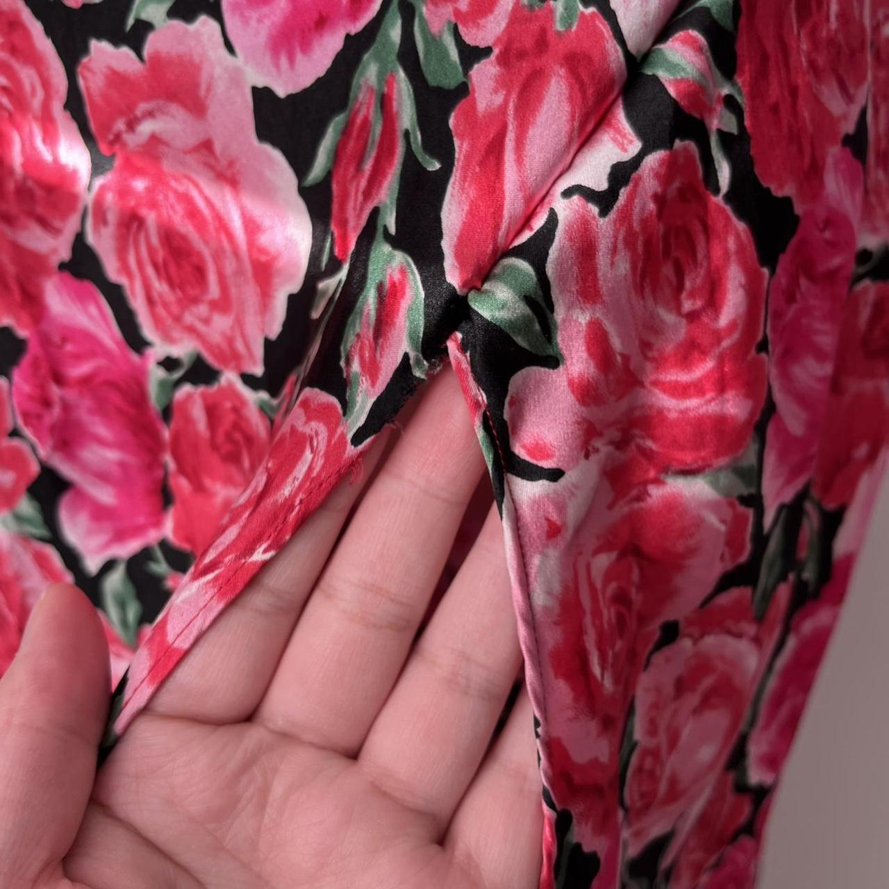 Floral silk maxi slip dress (S)