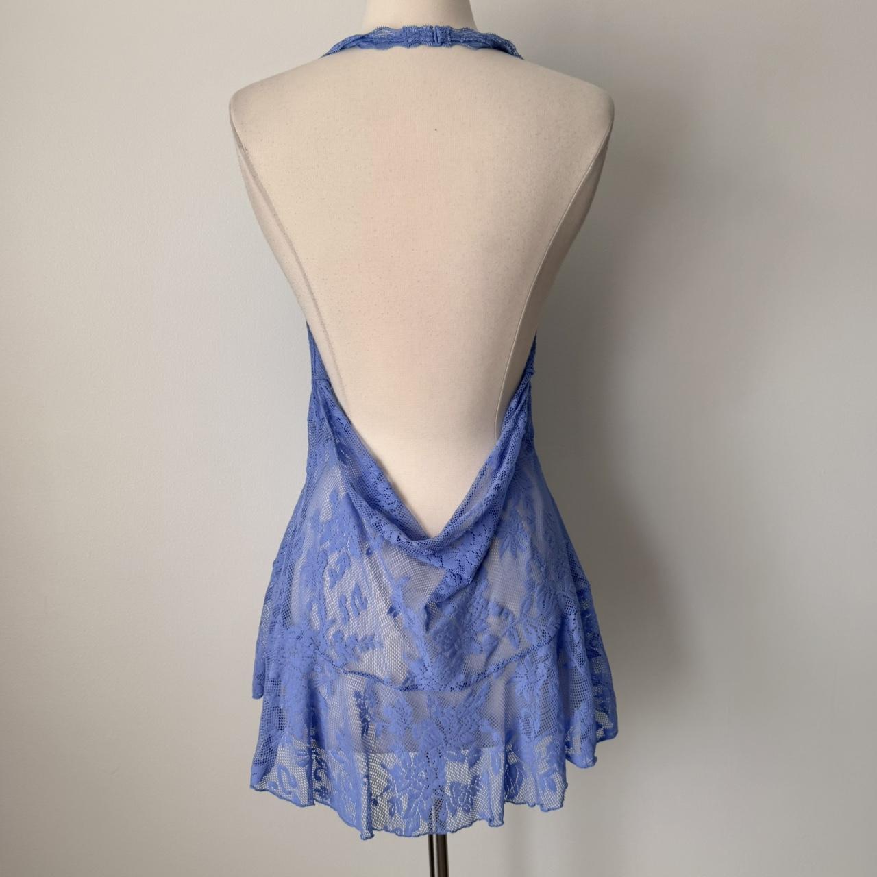 Victoria's Secret blue lace halter slip (L)